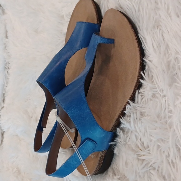Dansko Reece Waxy Burnished Blue Leather Sandals Cork Footbed NEW SZ EU 40 - Picture 8 of 16